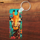 Floral Giraffe Portrait-9319 Sleutelhanger (Achterkant)