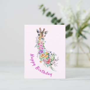 Floral Giraffe Verjaardag Kaart