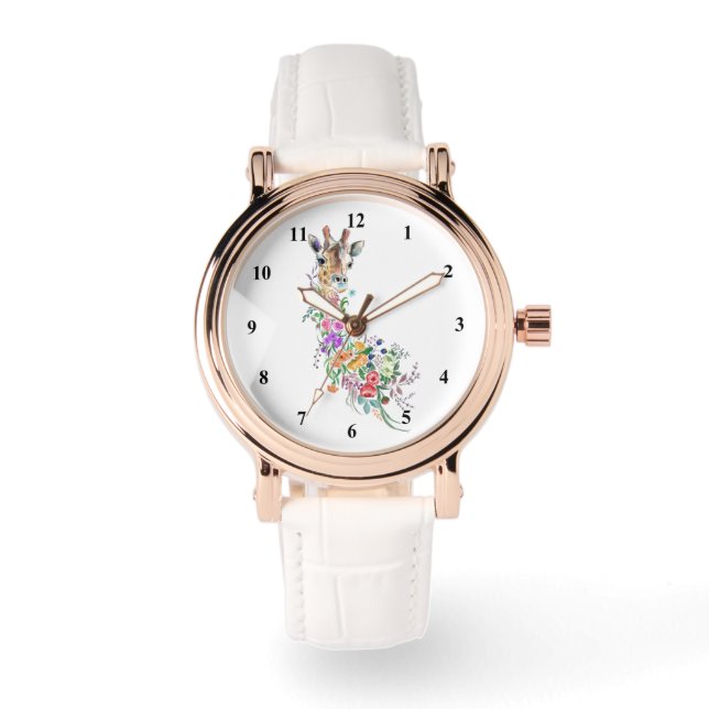 Floral Giraffe Watch Horloge (Voorkant)