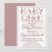 Floral Girl Baby Shower Invitation (Devant / Derrière)