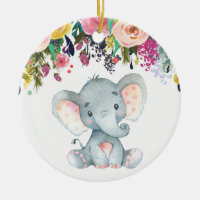 Floral Girl Elephant Baby shower Pink en Grey