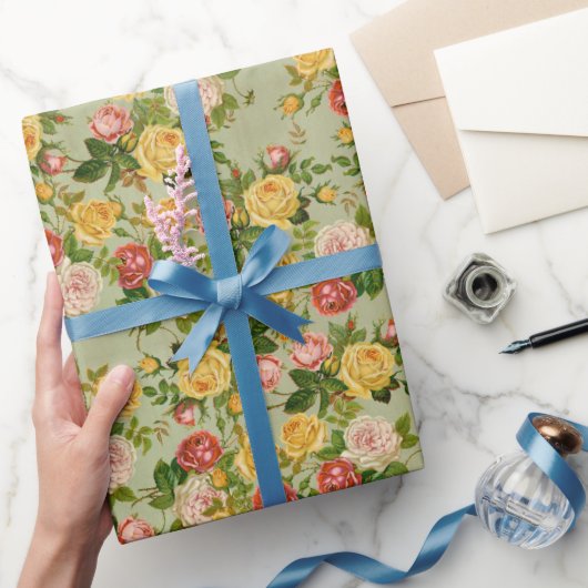   "Floral Girly"-Roos Cadeaupapier (Geschenken)