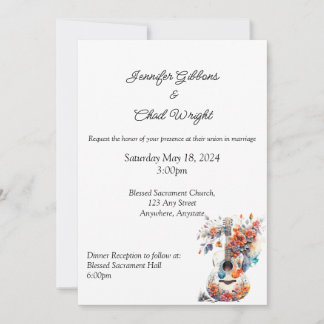 Floral gitaar bruiloft uitnodiging, 5x7" uitnodigi kaart