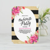 Floral Glam | Uitnodiging Bachelorette (Staand voorkant)
