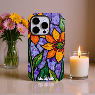 Floral Glas in lood artwork iPhone 16 Pro Hoesje