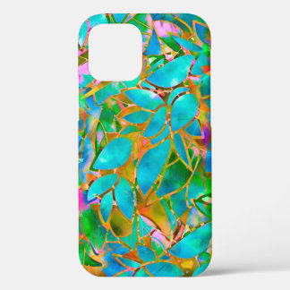 Floral Glas in lood iPhone 12 Hoesje