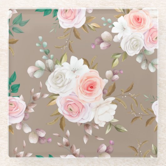 Floral Glazen Onderzetter (Voorkant)