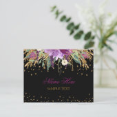 Floral Glitter Amethyst Briefkaart (Staand voorkant)