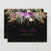 Floral Glitter Amethyst Briefkaart (Voorkant / Achterkant)