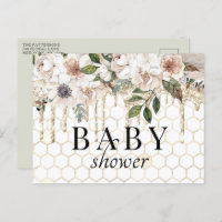 Floral Glitter Drip Marble Baby shower