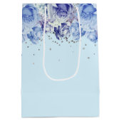 Floral Glitter Light Blue Happy Birthday Medium Cadeauzakje (Achterkant)
