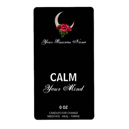 Floral Glitter Moon Black Box Labels (Voorkant)