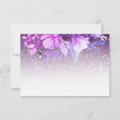 *~* Floral Glitter Paars Modern AR10 Wedding RSVP (Achterkant)