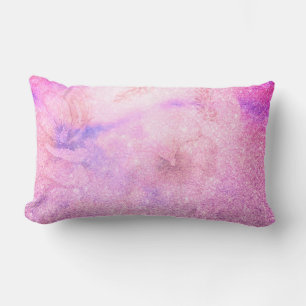 *~* Floral Glitter Roze Blauw Paarse Waterverf Kussen