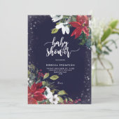 floral glitter winter baby shower uitnodiging (Staand voorkant)