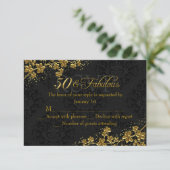 Floral Gold 50 & Fabulous Birthday RSVP (Staand voorkant)