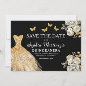 Floral Gold Bewaar de datum Verjaardag Quinceanera Save The Date (Voorkant)