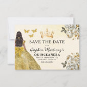 Floral Gold Bewaar de datum Verjaardag Quinceanera Save The Date (Voorkant)