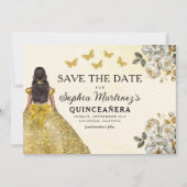 Floral Gold Bewaar de datum Verjaardag Quinceanera Save The Date (Voorkant)