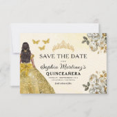 Floral Gold Bewaar de datum Verjaardag Quinceanera Save The Date (Voorkant)