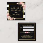 Floral Gold Black White Stripes Salon Rendez-vous (Devant / Derrière)