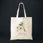 Floral Gold Blush Lettre personnalisée "A" Sac fou<br><div class="desc">Floral Gold Blush Lettre personnalisée "A" Sac fourre-tout</div>
