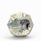 Floral Gold Botanical Cream Photo Names Wedding Fotoblokken (Voorkant)