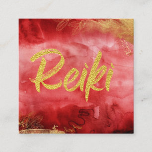 *~* Floral Gold Burgundy Healer Reiki Energy Vierkante Visitekaartje