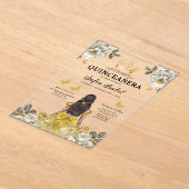Floral Gold Butterfly Princess Quinceanera Acryl Uitnodigingen (Laagn)