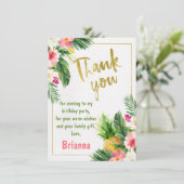 Floral Gold Calligraphie Carte de remerciements d' (Debout devant)