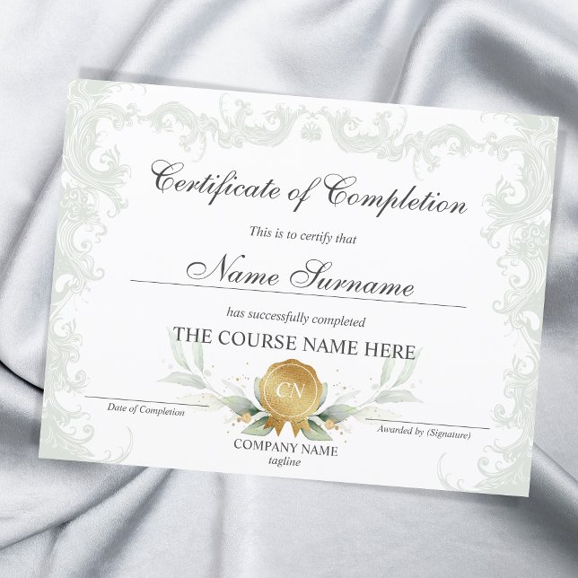 Floral Gold Certificate of Completion Award Cursus (Creator heeft geüpload)