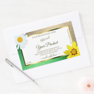 Floral Gold en Green Glitter White Product Labels