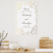 Floral Gold et White Énorme Affiche de bienvenue M (Cuisine)