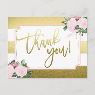 Floral Gold Faux Foil Merci