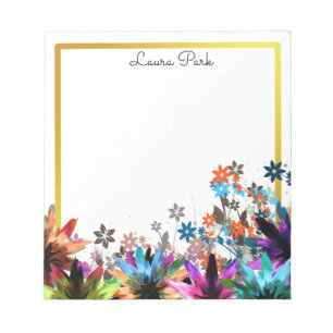Floral Gold Faux Personalized Cute Girly Notitieblok
