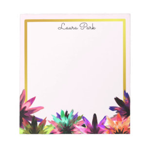 Floral Gold Faux Personalized Cute Girly Notitieblok