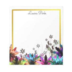 Floral Gold Faux Personalized Cute Girly Notitieblok