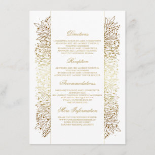 Floral Gold filigraan imitatie bruiloft details Informatiekaartje