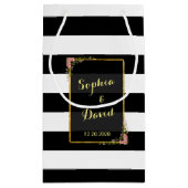 Floral Gold Foil Stripe Mariage Favor Sac (Dos)