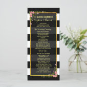 Floral Gold Foil Stripe Wedding Ceremony Programme Programma (Staand voorkant)