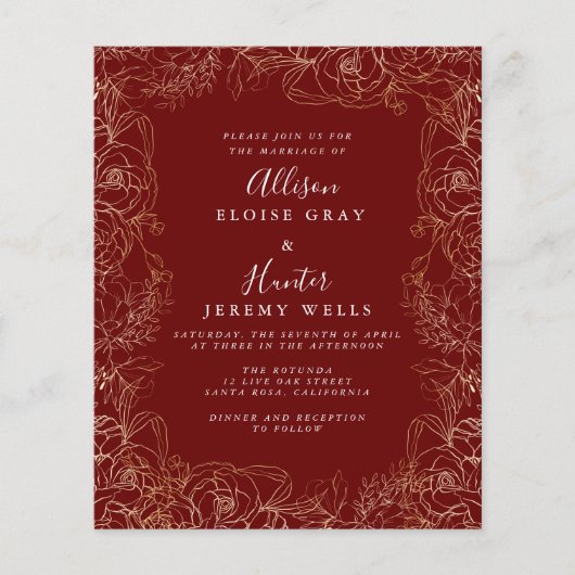 Floral gold Folie Weddenschap Flyer (Voorkant)