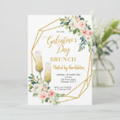 Floral Gold Galentine's Day Brunch invitation (Debout devant)