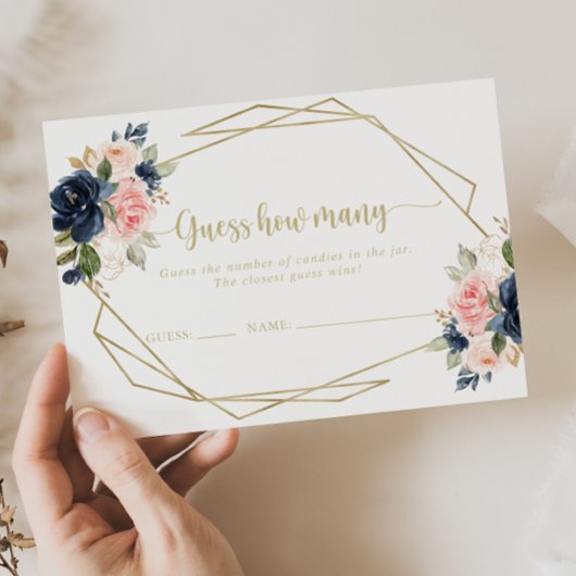 Floral Gold Géométrique Devinez combien de carte d