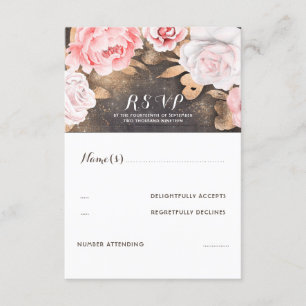 Floral Gold Glitter Bruiloft RSVP Kaartje