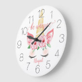 Floral Gold Horn Unicorn Grote Klok (Hoek)