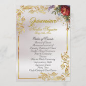 Floral & Gold Leaves - Pearl Quinceanera Program Programma (Voorkant)