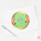 Floral Gold Light Green Product Packaging Labels (Envelop)