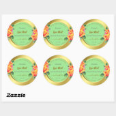 Floral Gold Light Green Product Packaging Labels (Vel)