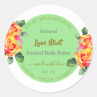 Floral Gold Light Green Product Packaging Labels