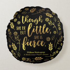 Floral Gold Little but Fierce William Shakespeare Rond Kussen